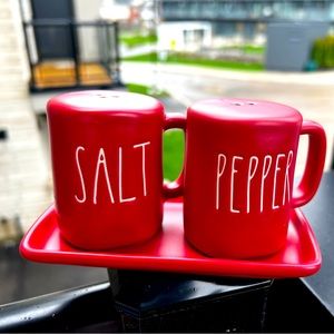 Rae Dunn Thanksgiving/Christmas Red Mug Salt and Pepper Shakers